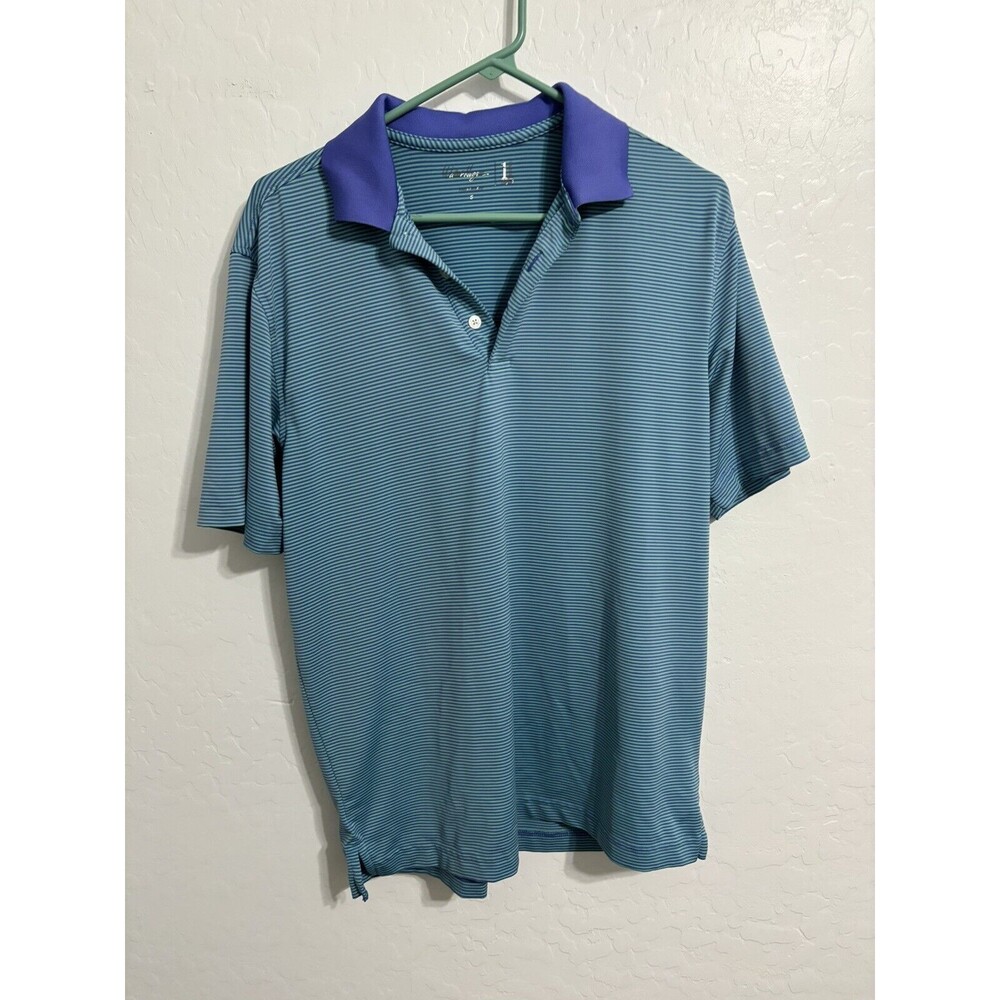 Walter Hangan Teal With Purple Striped S Golf Polo Breathable Course Ready (G)